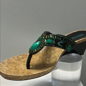 Kenneth Cole Green and Black Sandals with Elegant Detailing